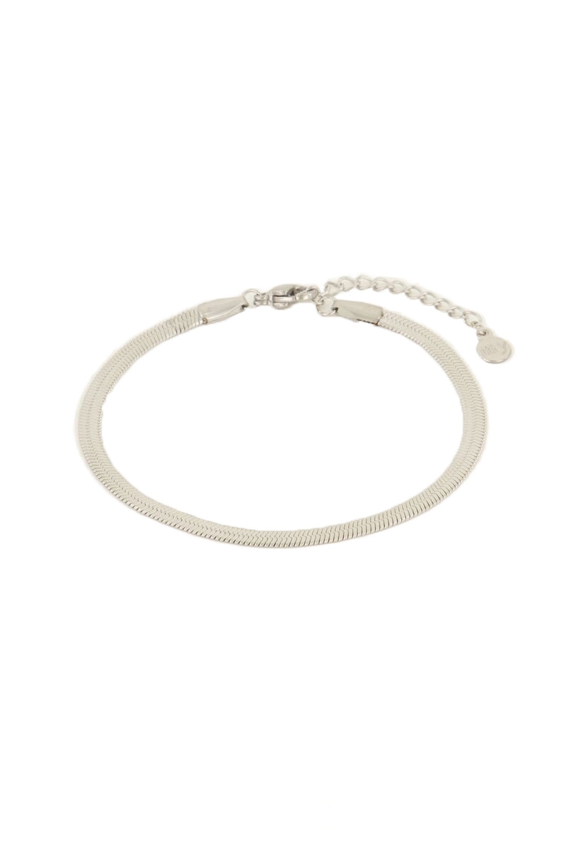 ARMBAND MET PLATTE SCHAKEL ZILVER