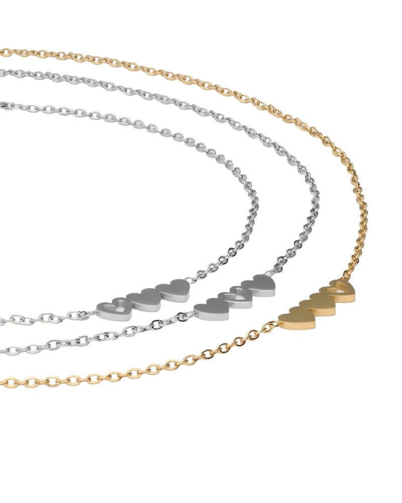ARMBANDEN SET HARTJES TWEE ZILVER- EN GOUDKLEURIG
