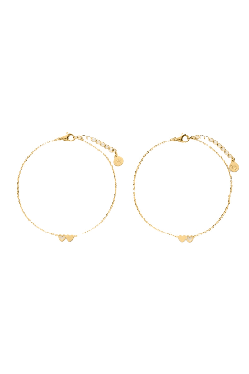ARMBANDEN SET TWEE HARTJES GOUD