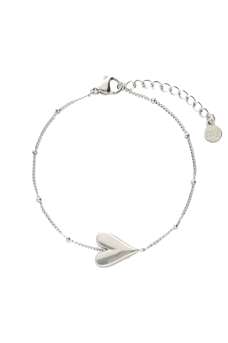 ARMBAND HARTJES EN BOLLETJES ZILVER