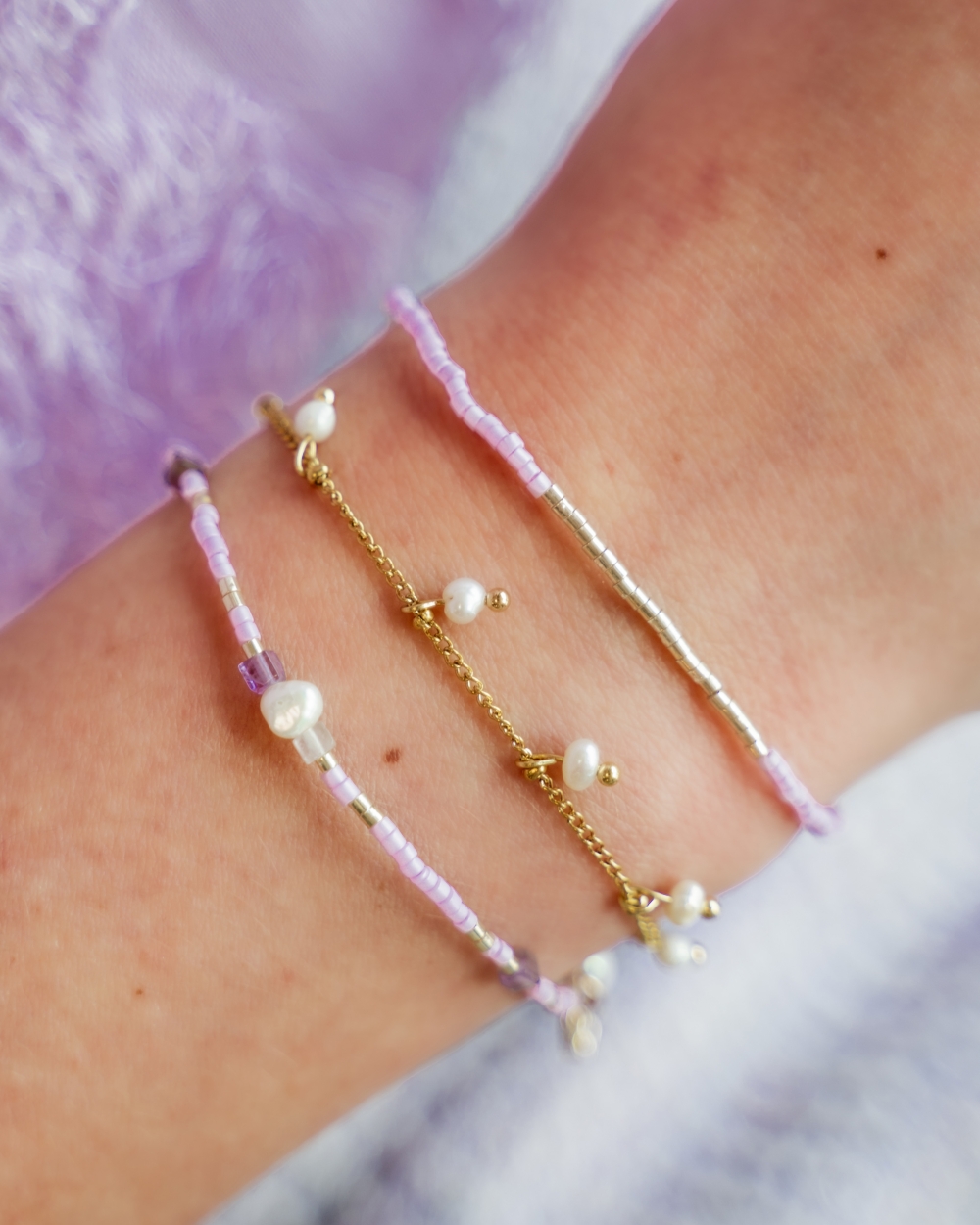 ARMBANDEN SET LILA/GOUD