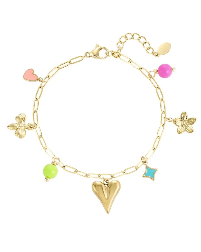 BEDELARMBAND COLOURFUL BALLS GOUD