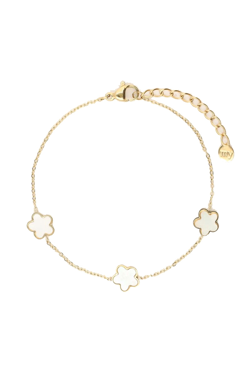 ARMBAND MET PARELMOER BLOEMEN GOUD