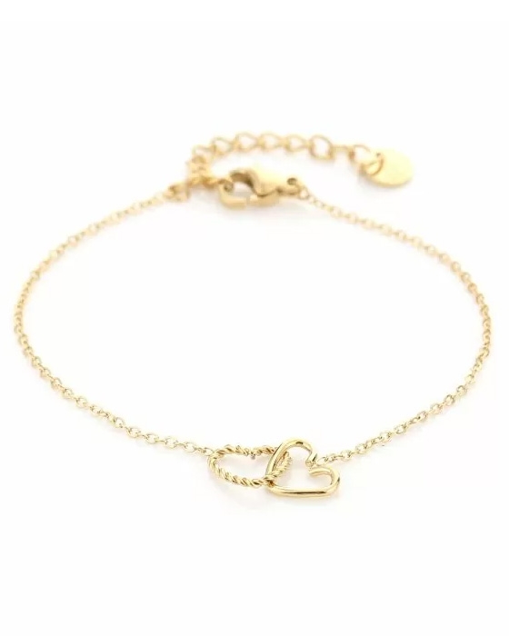 ARMBAND DUBBEL HARTJE GOUD