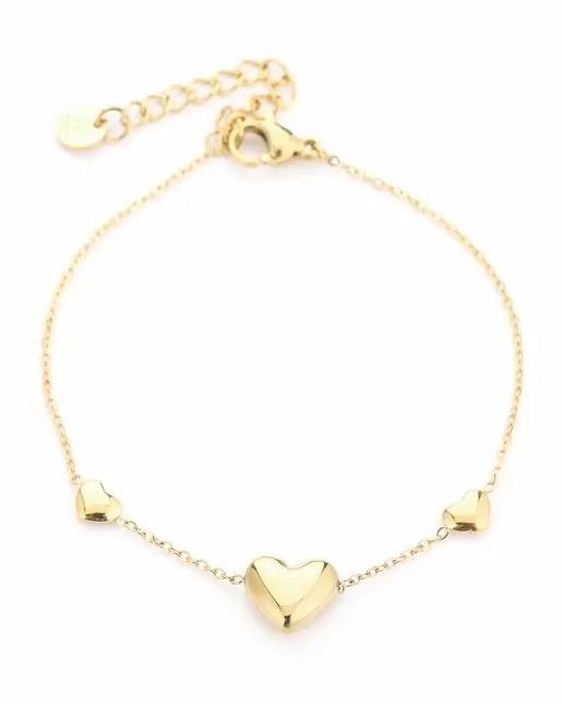 ARMBAND 3 HARTJES GOUD
