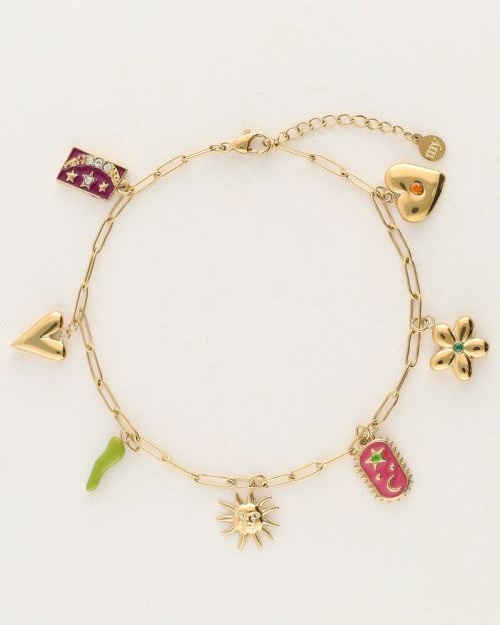 SUNROCKS SCHAKELARMBAND BEDELS GOUD