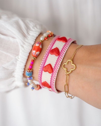 My Jewellery ART GEKLEURDE KRALEN ARMBAND GOUD