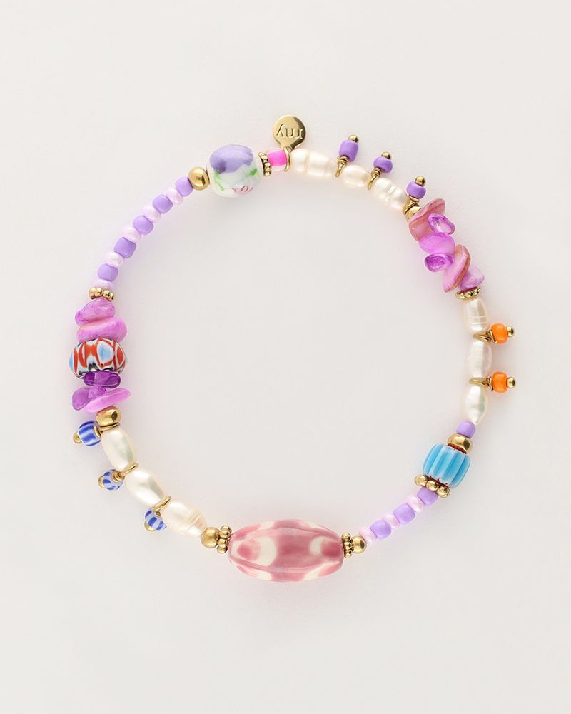 ART PAARSE KRALEN ARMBAND GOUD