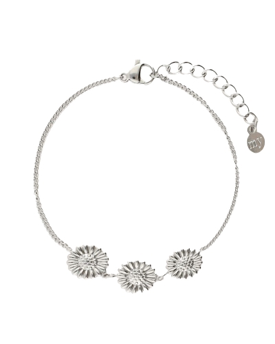 ARMBAND MET DRIE ZONNEBLOEMEN ZILVER 