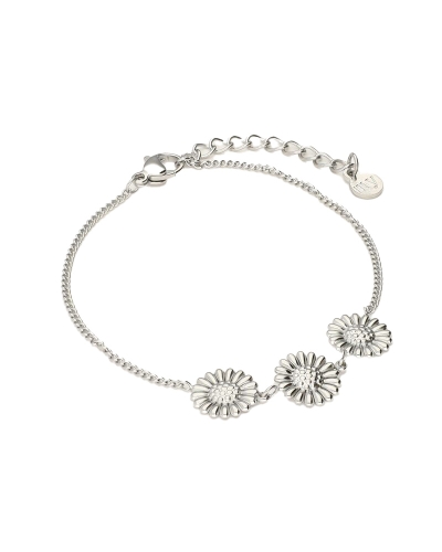 ARMBAND MET DRIE ZONNEBLOEMEN ZILVER 