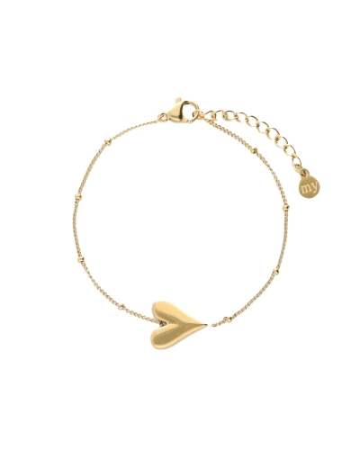 ARMBAND MET HARTJE EN BOLLETJES GOUD