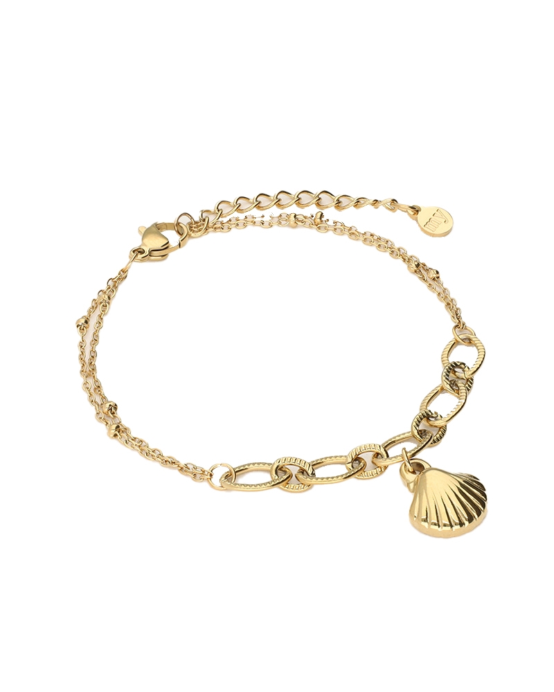 ARMBAND MET GROVE SCHAKELS GOUD