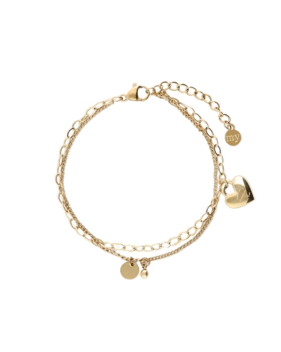 My Jewellery DUBBELE ARMBAND MET HARTJES BEDEL GOUD