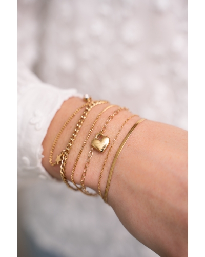 My Jewellery DUBBELE ARMBAND MET HARTJES BEDEL GOUD