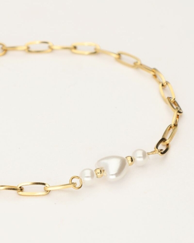 SCHAKELARMBAND MET PAREL GOUD