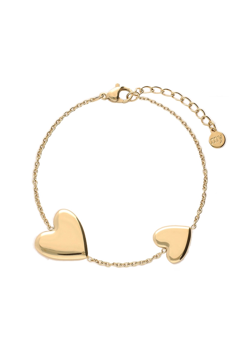 ARMBAND MET TWEE HARTJES GOUD