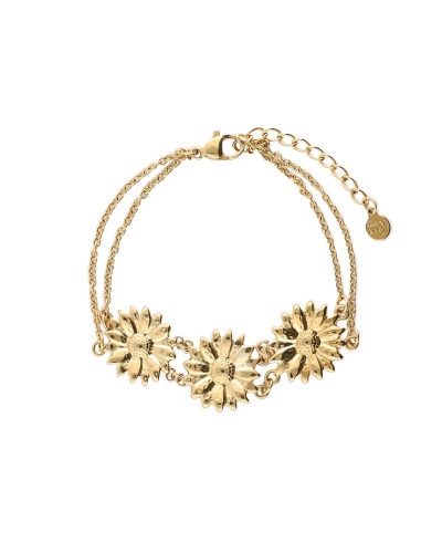 My Jewellery DUBBELE ARMBAND MET DRIE BLOEMEN GOUD