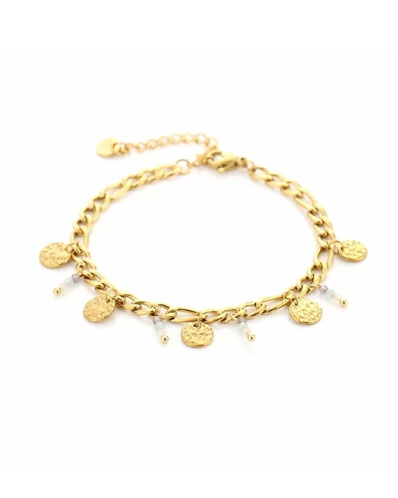 ARMBAND MUNTJE EN KRAALTJES GOUD