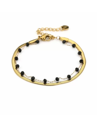 Gossip ARMBAND ZWARTE KRAALTJES GOUD
