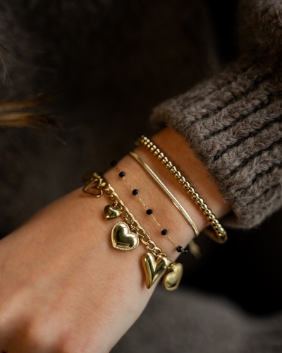 Gossip ARMBAND ZWARTE KRAALTJES GOUD