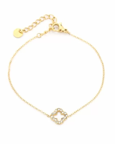 Gossip ARMBAND KLAVERTJE STRASS GOUD