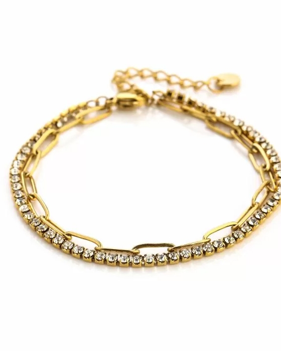 ARMBAND TENNIS EN SCHAKEL GOUD