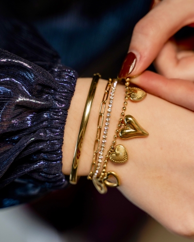 ARMBAND TENNIS EN SCHAKEL GOUD