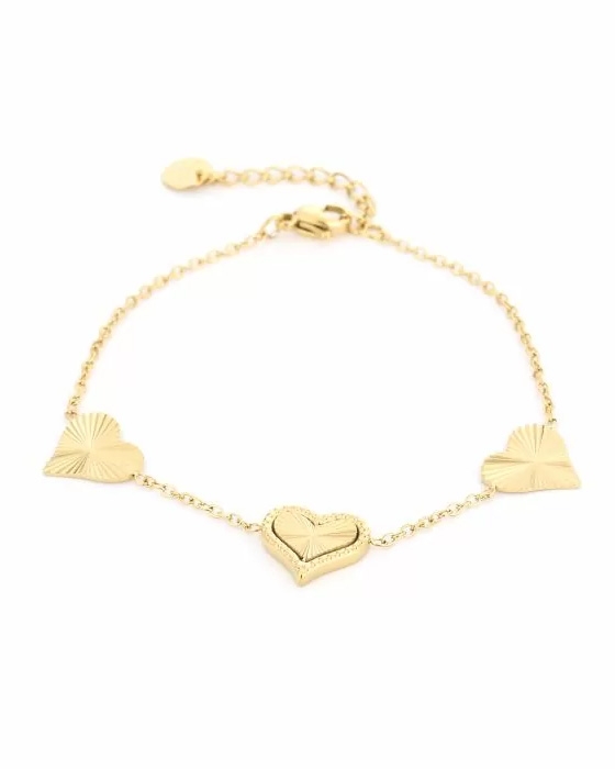 ARMBAND MET DRIE HARTJES GOUD