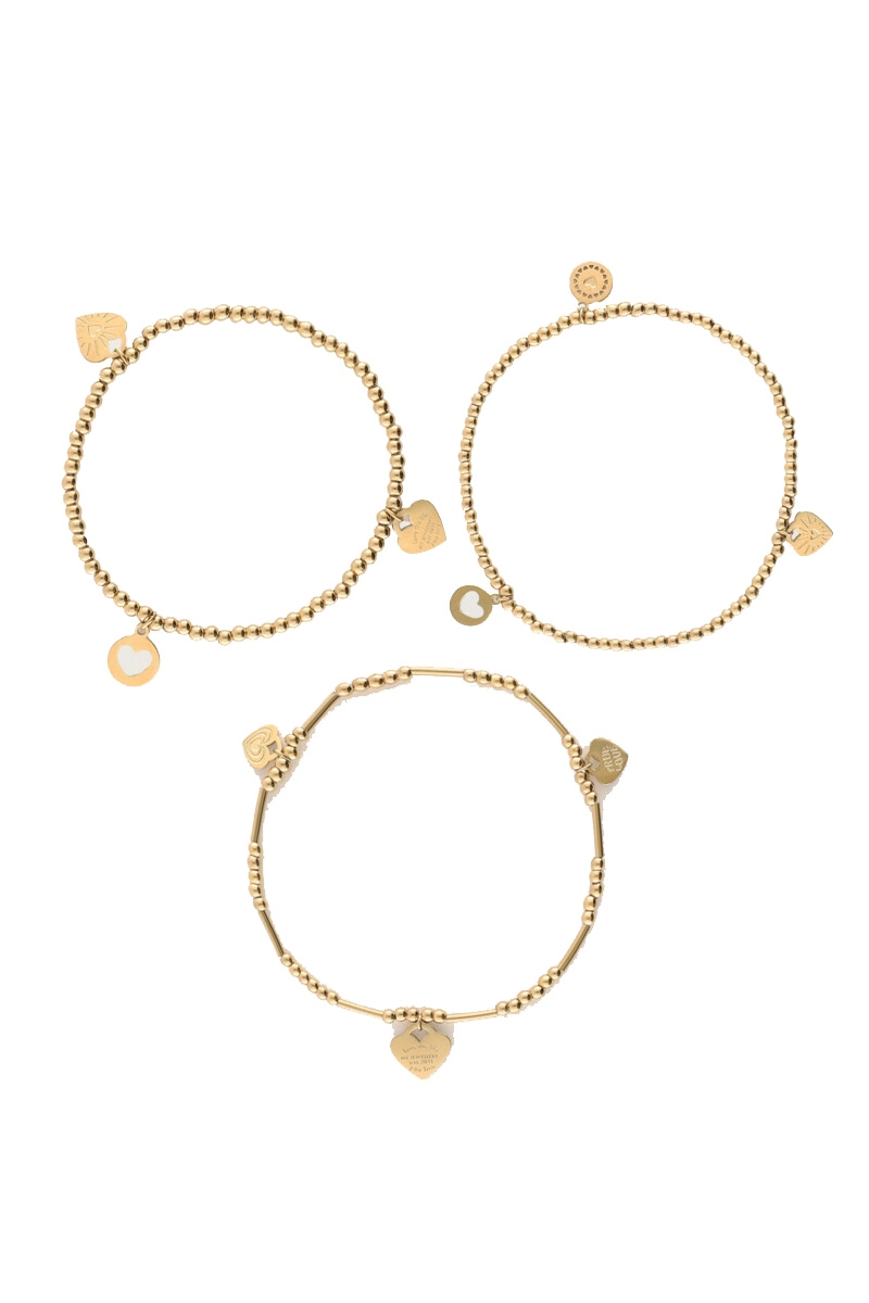 ARMBANDEN SET MET HARTJES GOUD