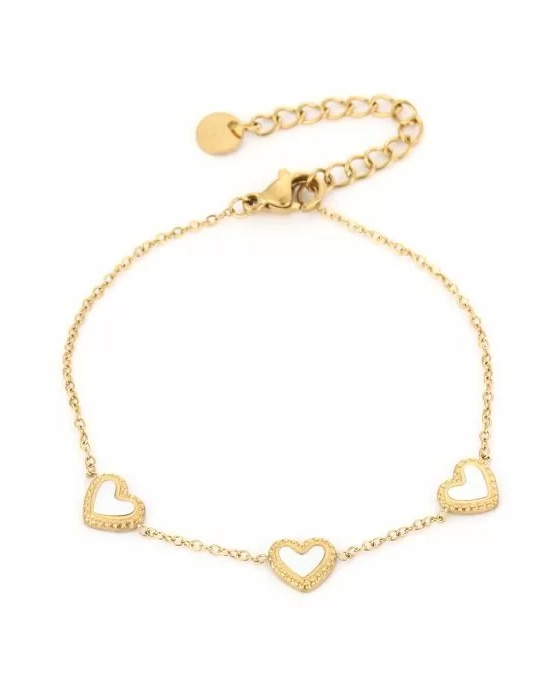 ARMBAND WITTE HARTJES GOUD