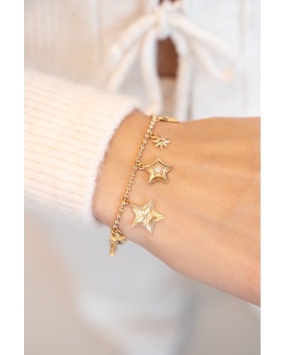 BEDELARMBAND MET STERREN GOUD