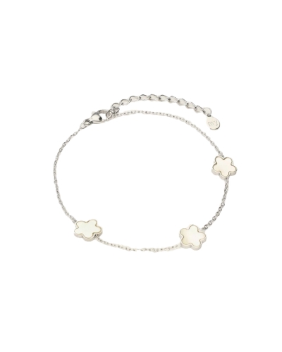 ARMBAND MET PARELMOER BLOEMEN ZILVER