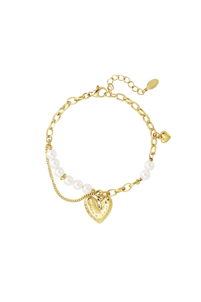 ARMBAND PARELS EN HARTJE GOUD