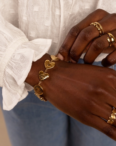 ARMBAND CHUNKY CC HEARTS GOUD
