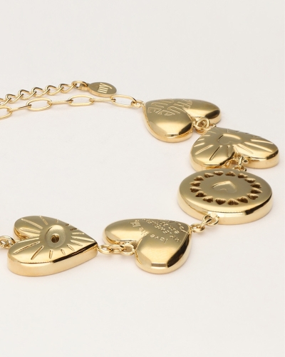 ARMBAND CHUNKY CC HEARTS GOUD