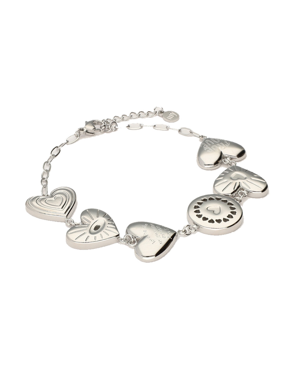 ARMBAND CHUNKY CC HEARTS ZILVER