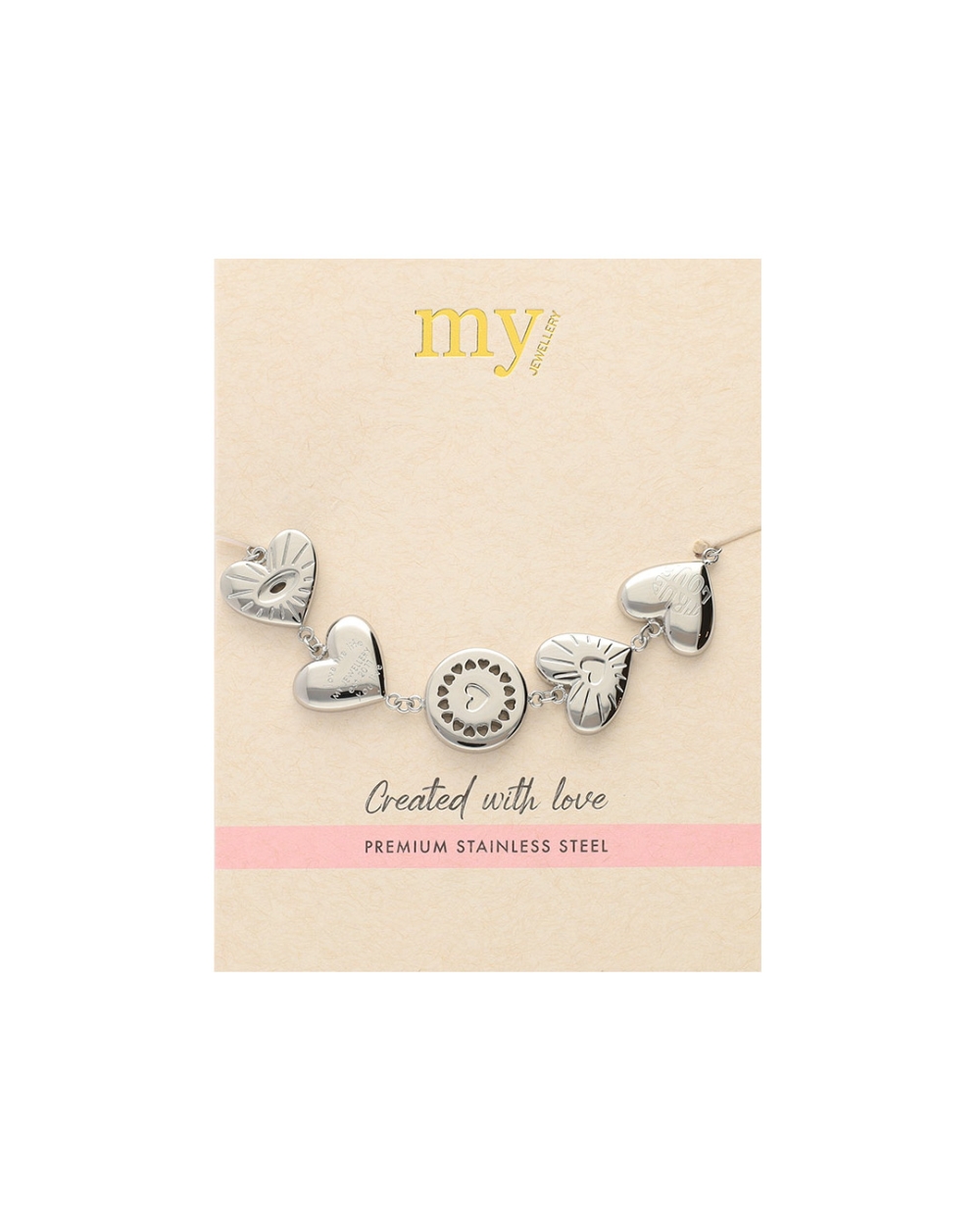 ARMBAND CHUNKY CC HEARTS ZILVER