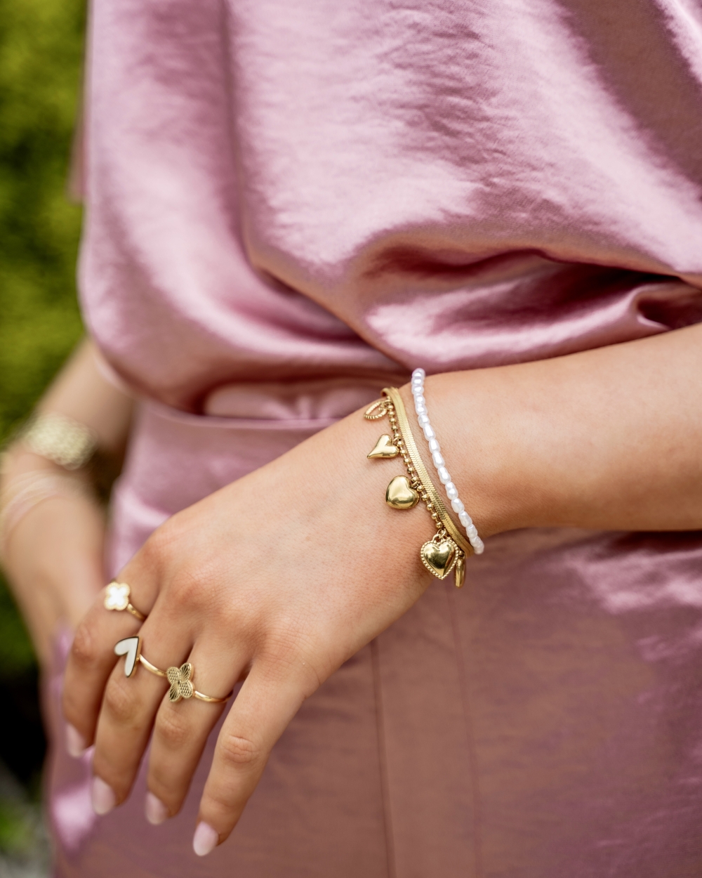 BEDELARMBAND HARTJES GOUD