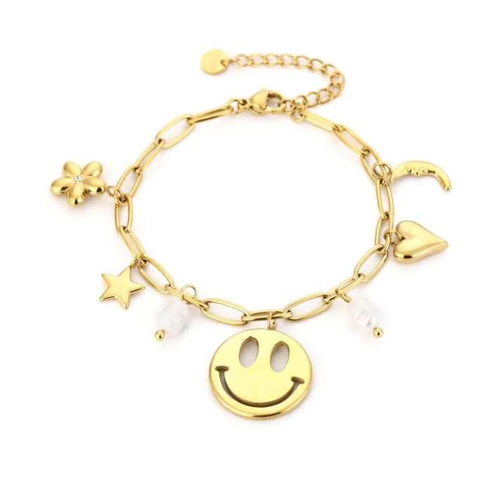 BEDELARMBAND SMILEY GOUD