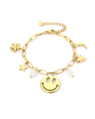 BEDELARMBAND SMILEY GOUD