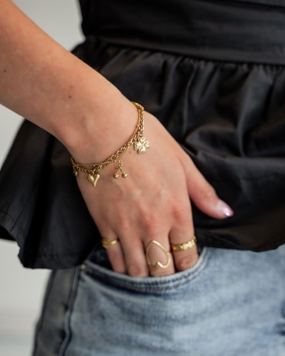 Gossip DUBBELE BEDELARMBAND CHARMS GOUD