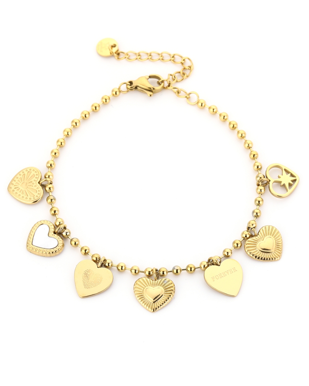 BEDELARMBAND HARTJES MIX GOUD
