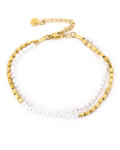 Gossip DUBBELE ARMBAND PARELS GOUD