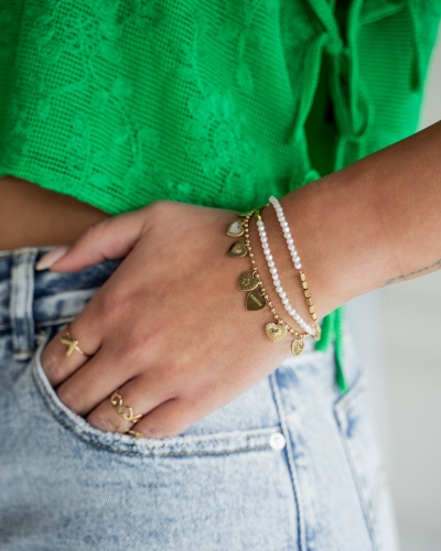 Gossip DUBBELE ARMBAND PARELS GOUD
