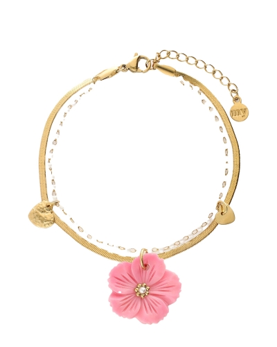 BOTANICAL ARMBAND MET ROZE BLOEM