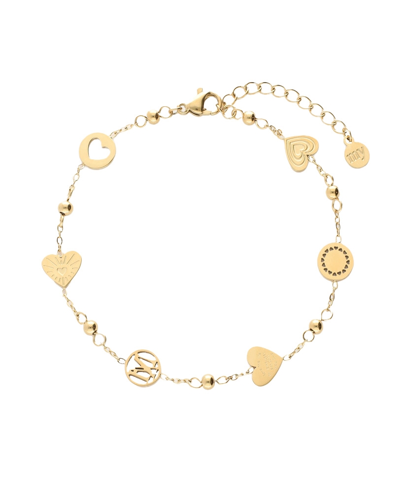 ARMBAND MET HARTJES EN BOLLETJES