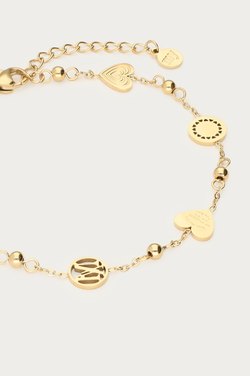 ARMBAND MET HARTJES EN BOLLETJES