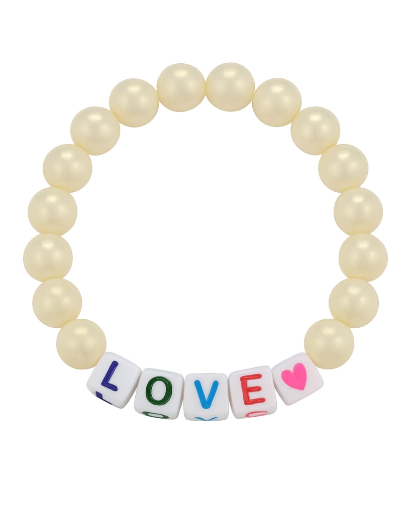 MEISJES ARMBAND KRALEN LOVE LICHT GEEL