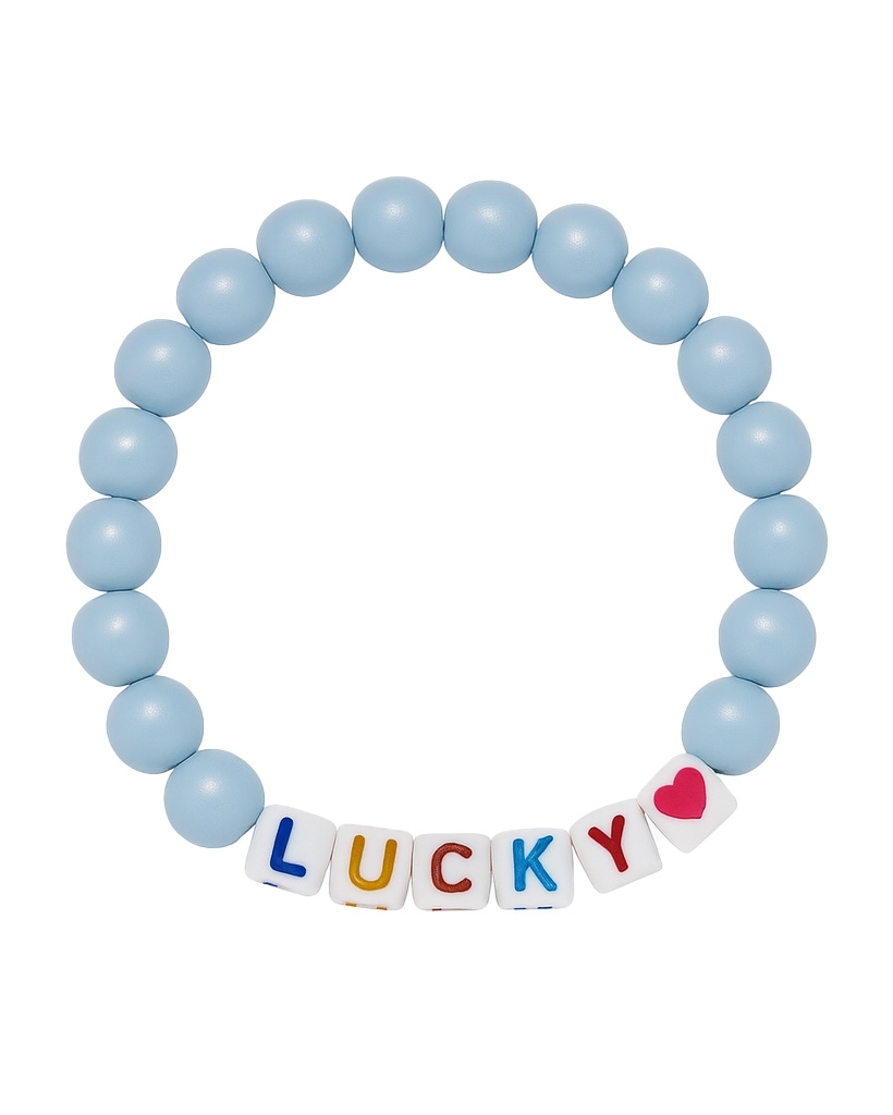 MEISJES ARMBAND KRALEN LUCKY LICHT BLAUW