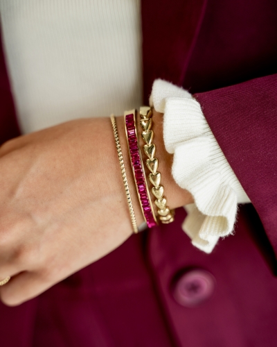 BANGLE MET FUCHSIA STEENTJES 